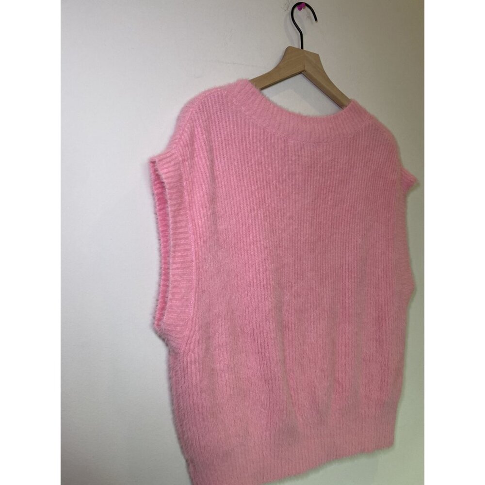 Vintage Pink Sweater Vest Size Small Charm Detail - Picture 6 of 9